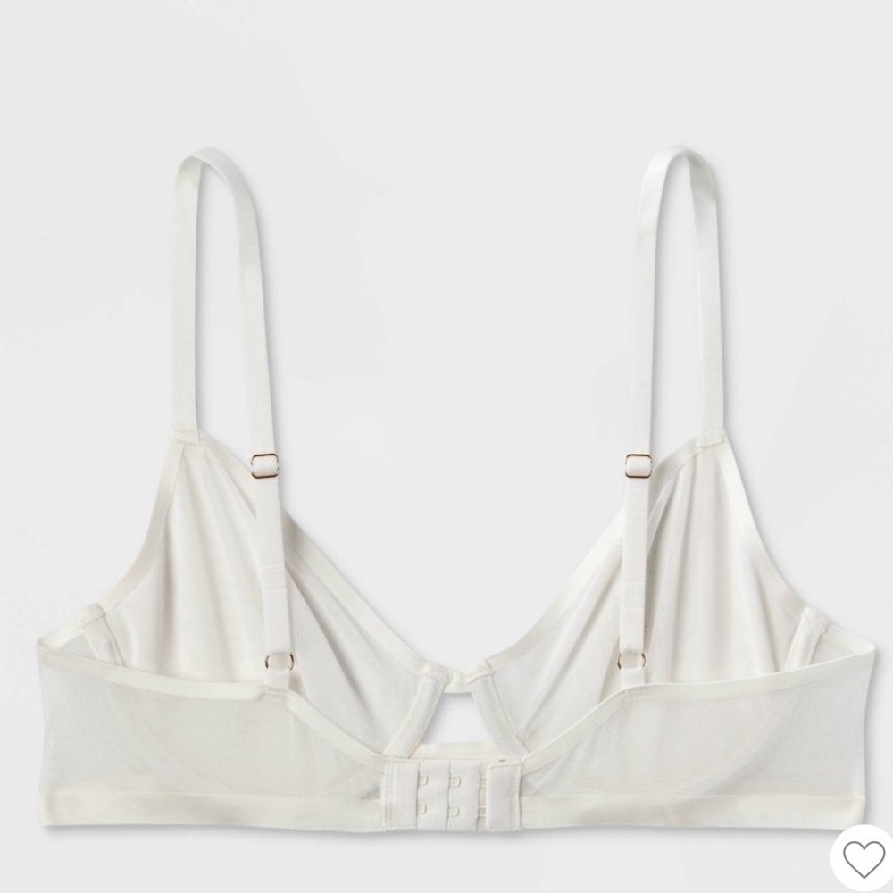 NWT Auden Sheer Mesh Unlined Demi Underwire Bra in White Size 32C - Picture 2 of 10